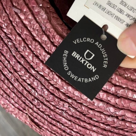 Brixton Pink Straw Sun Hat Joanna Short Brim In Dusty Rose Medium (7 1/4) - Picture 6 of 7